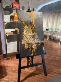 Panels of amber and Karelian birch "Tiger"